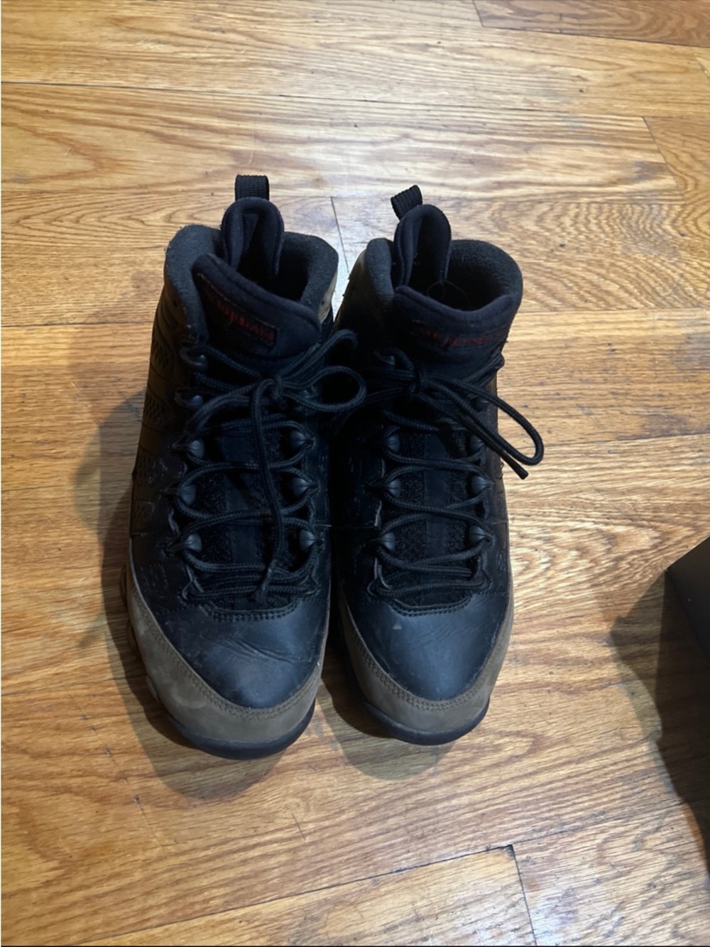 Jordan Kids Black with olive green Accent High-Top Sneakers